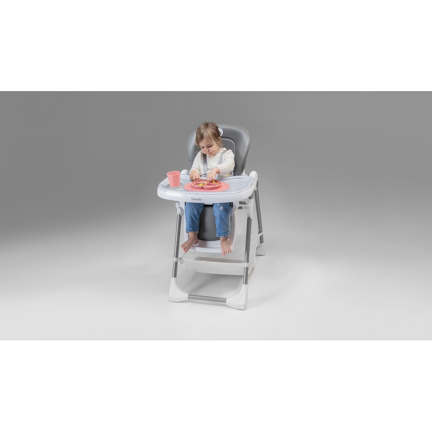 Lionelo - Children's dining chair LINN PLUS white/grey