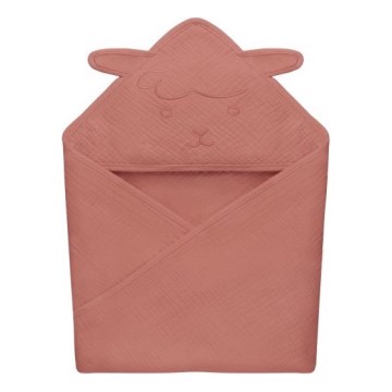 Lionelo - Children's Hooded Muslin Towel Red Coral