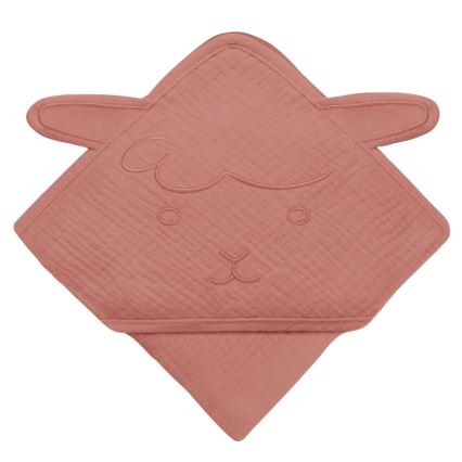 Lionelo - Children's Hooded Muslin Towel Red Coral