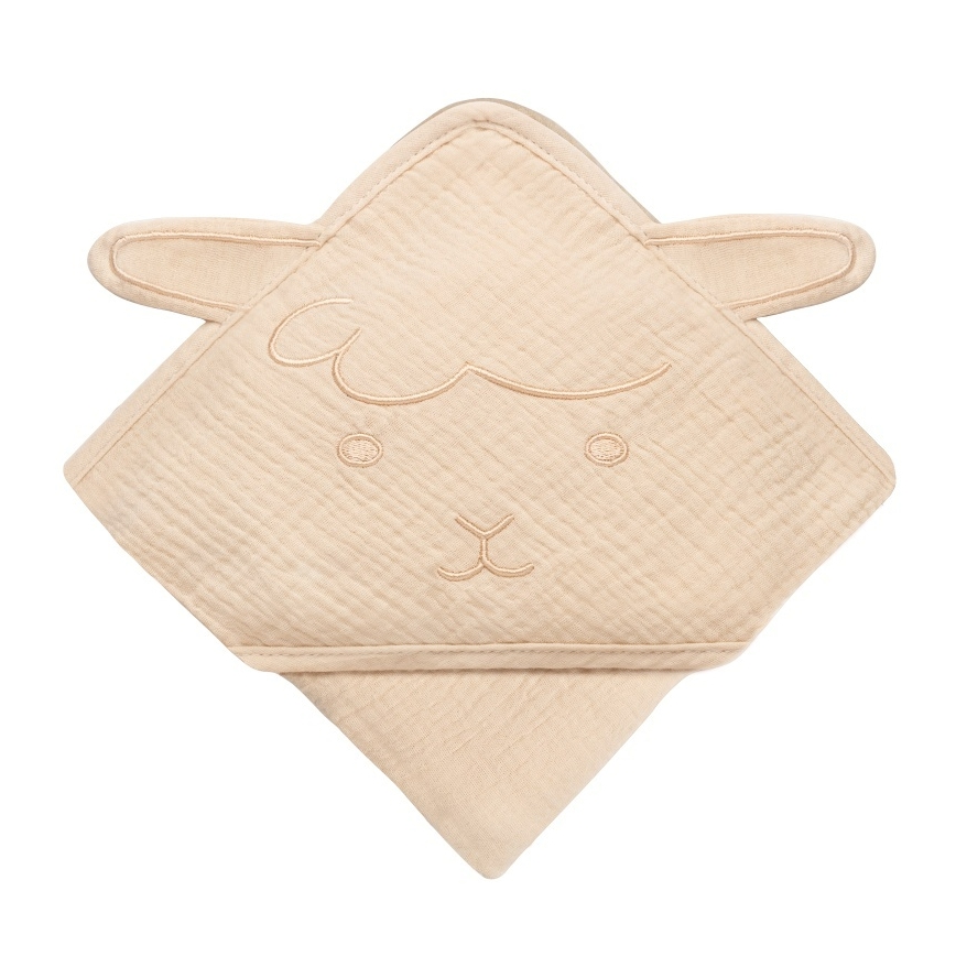 Lionelo - Children's Hooded Towel MUSLIN HOODED TOWEL Beige Sand