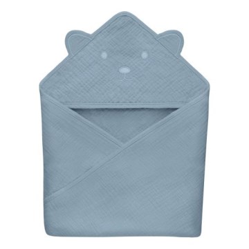 Lionelo - Children's Hooded Towel MUSLIN HOODED TOWEL Grey Sky