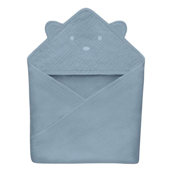Lionelo - Children's Hooded Towel MUSLIN HOODED TOWEL Grey Sky