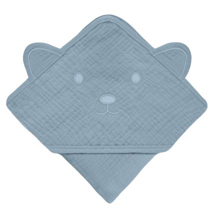 Lionelo - Children's Hooded Towel MUSLIN HOODED TOWEL Grey Sky