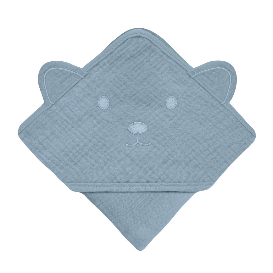 Lionelo - Children's Hooded Towel MUSLIN HOODED TOWEL Grey Sky