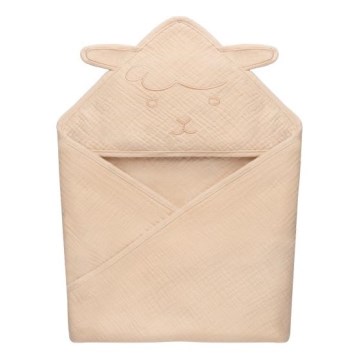 Lionelo - Children's Muslin Hooded Towel Beige Cappuccino