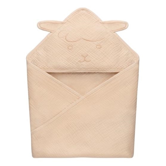 Lionelo - Children's Muslin Hooded Towel Beige Cappuccino
