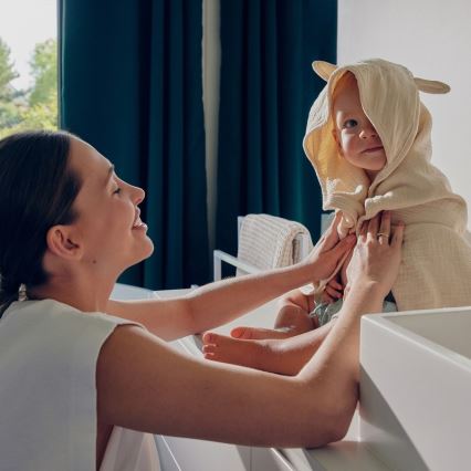 Lionelo - Children's Muslin Hooded Towel Beige Cappuccino