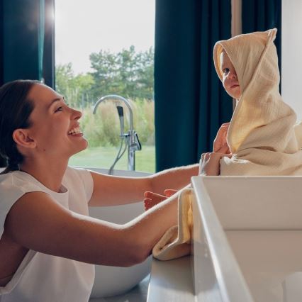 Lionelo - Children's Muslin Hooded Towel Beige Cappuccino