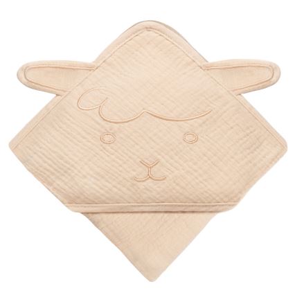 Lionelo - Children's Muslin Hooded Towel Beige Cappuccino