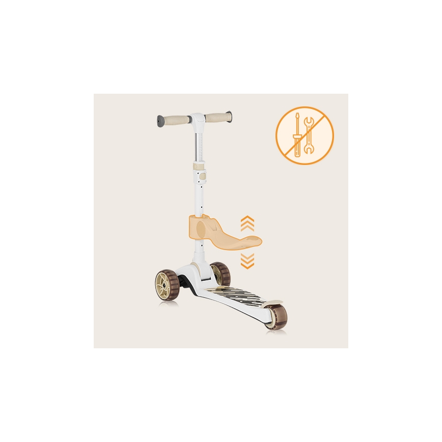 Lionelo - Children's scooter 2in1 FRANKY white/beige