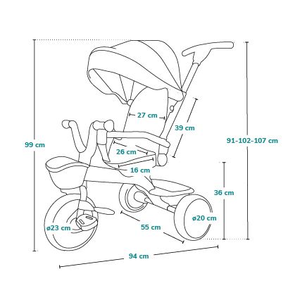 Lionelo - Children's tricycle HAARI pink/grey