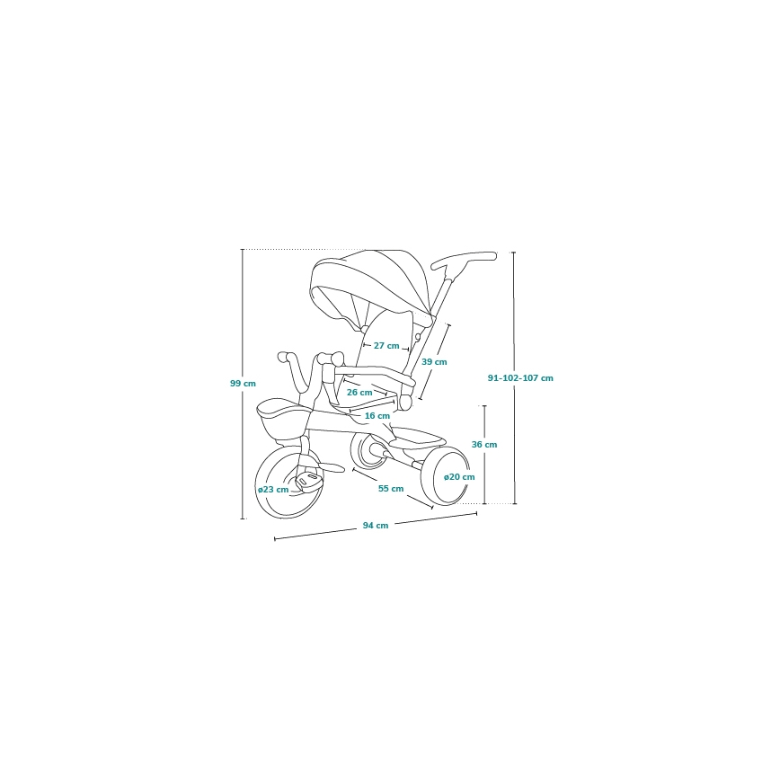 Lionelo - Children's tricycle HAARI pink/grey