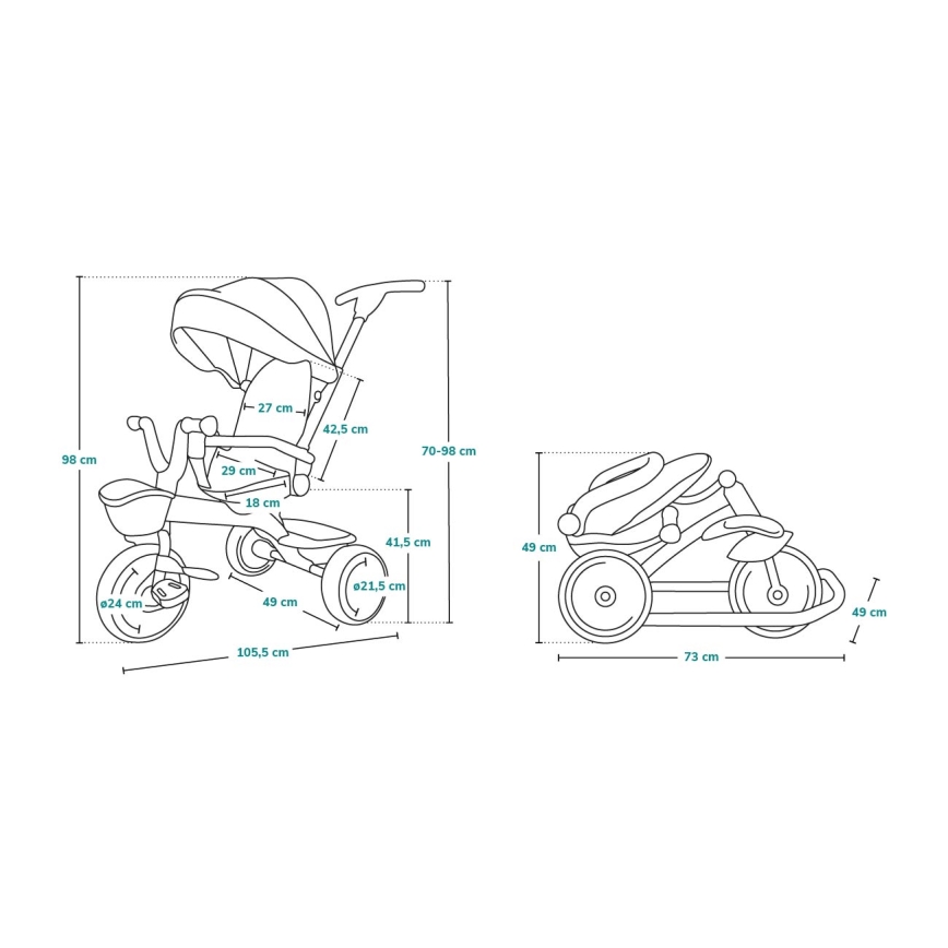 Lionelo - Children's tricycle TRIS pink/grey