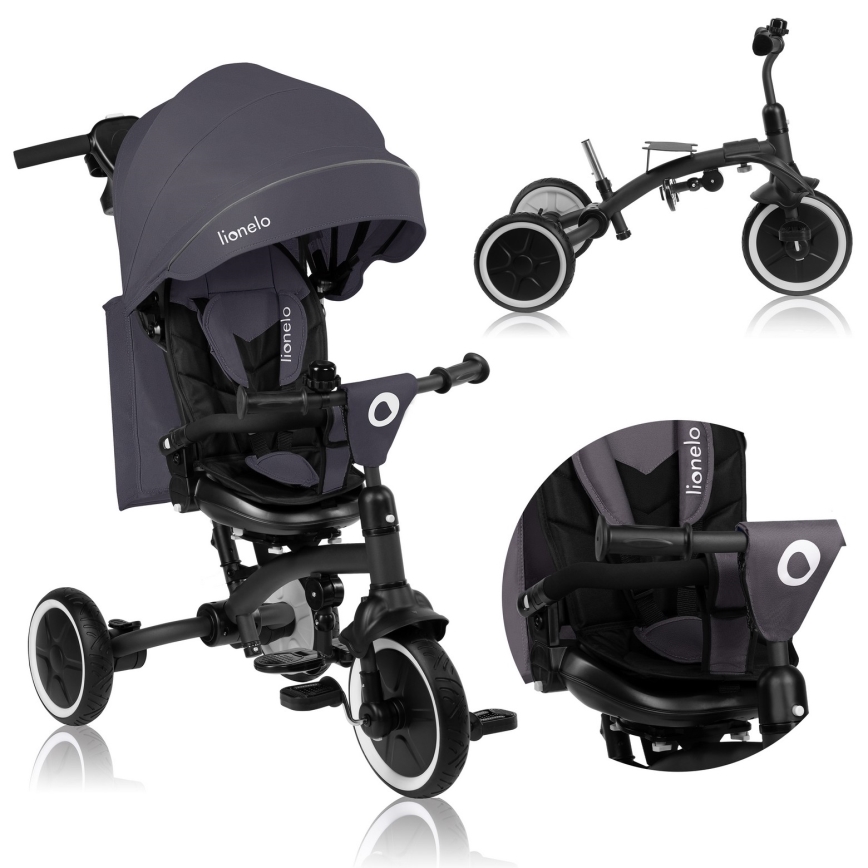 Lionelo - Children's tricycle TRIS PLUS Grey Stone