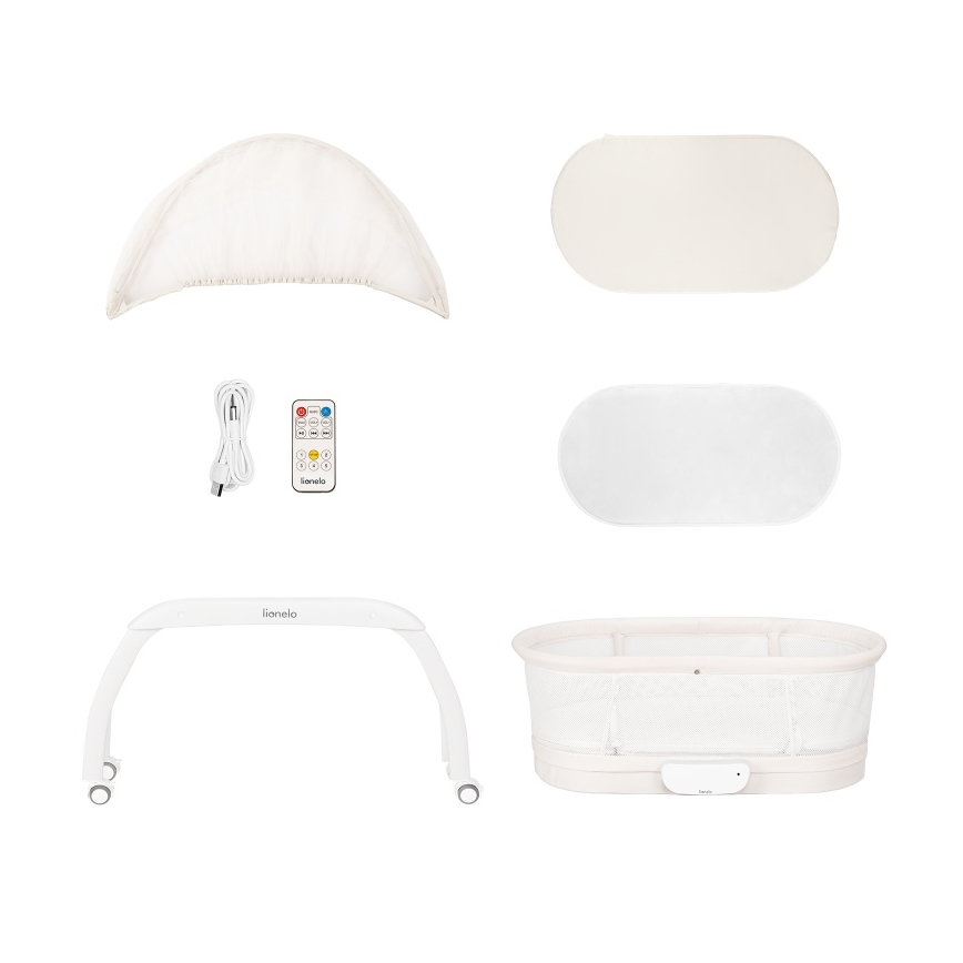Lionelo - CORAL White Baby Crib with Built-in Scale