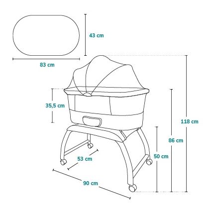 Lionelo - CORAL White Baby Crib with Built-in Scale