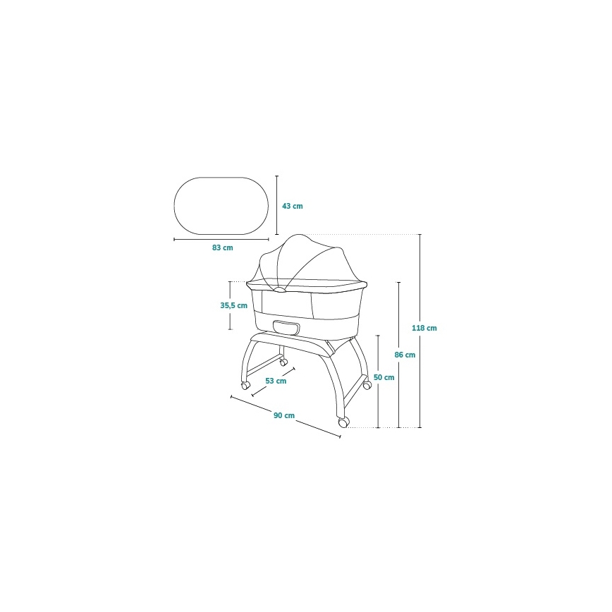 Lionelo - CORAL White Baby Crib with Built-in Scale