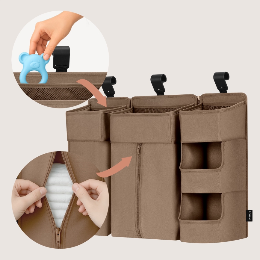 Lionelo - Crib Organizer 3-in-1 SIDEPOCKET Beige