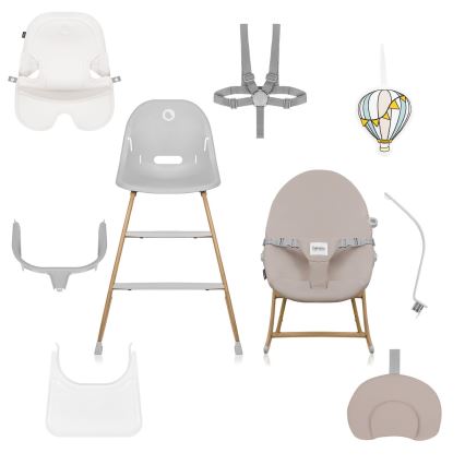 Lionelo - DALIA SET 4-in-1 Children's Dining Chair Grey Stone Natural
