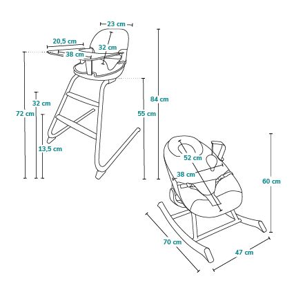 Lionelo - DALIA SET 4-in-1 Children's Dining Chair Grey Stone Natural