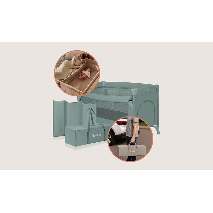 Lionelo - ELLEN 3-in-1 Travel Cot, Green Sage