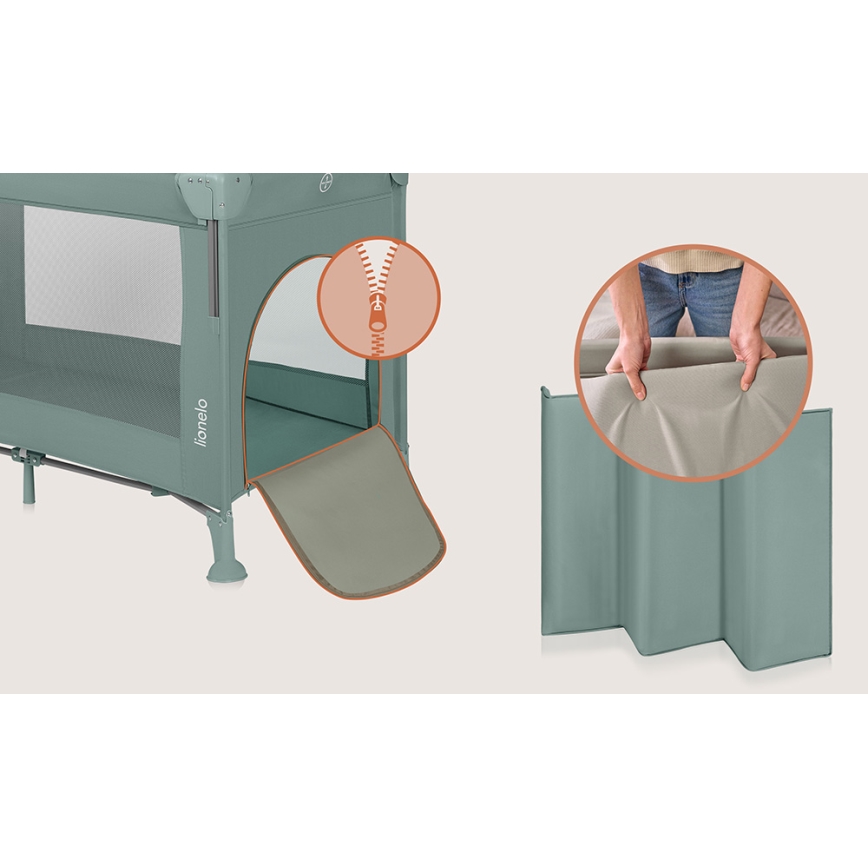 Lionelo - ELLEN 3-in-1 Travel Cot, Green Sage