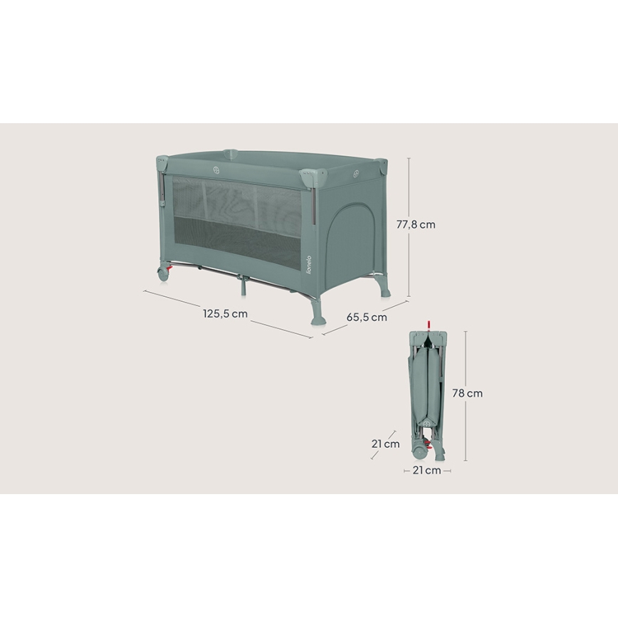 Lionelo - ELLEN 3-in-1 Travel Cot, Green Sage