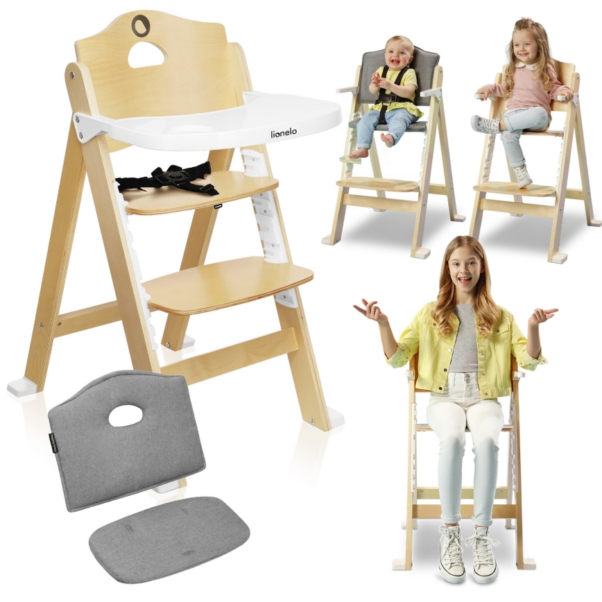 Lionelo - FLORIS 3-in-1 Children's High Chair White Natural