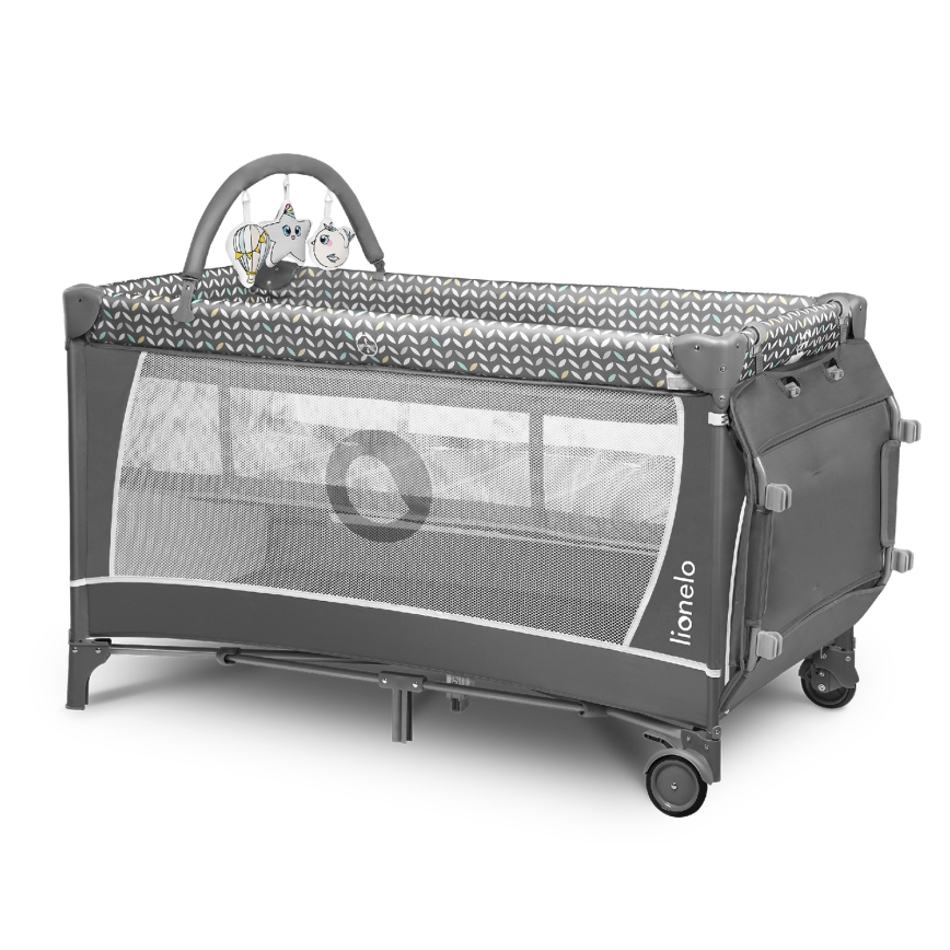 Lionelo - FLOWER Travel Cot, Grey Scandi