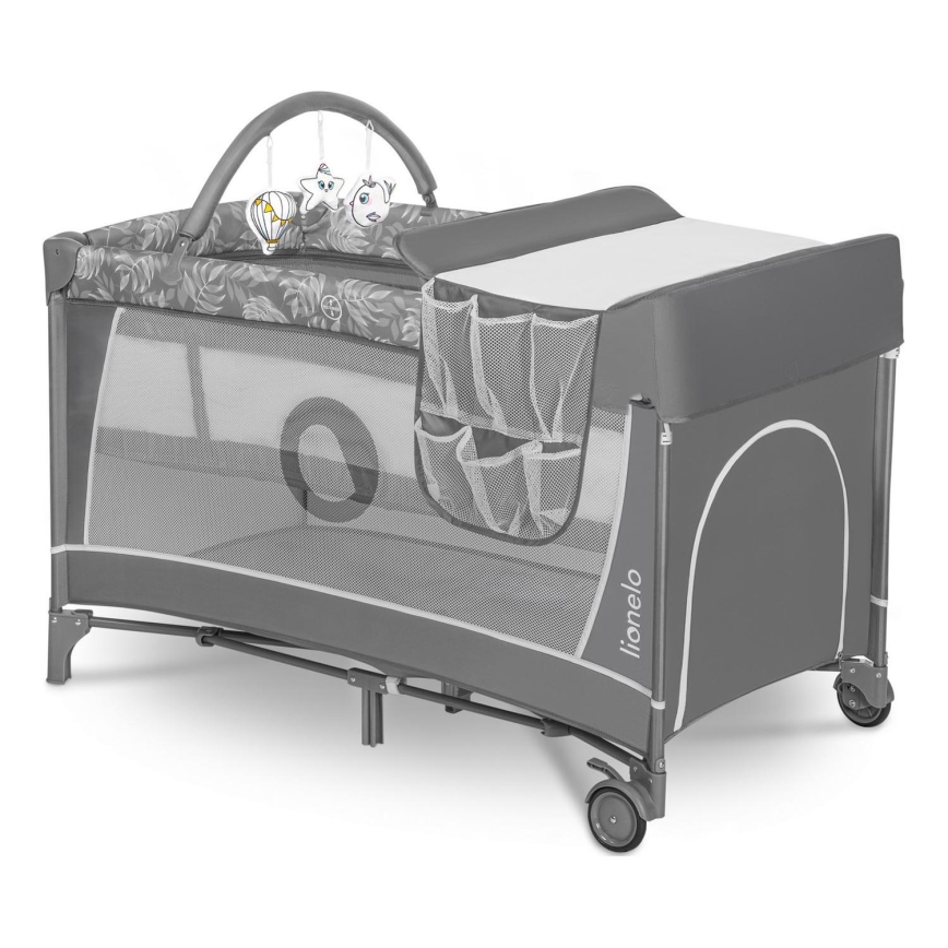 Lionelo - FLOWER Travel Cot Grey Stone