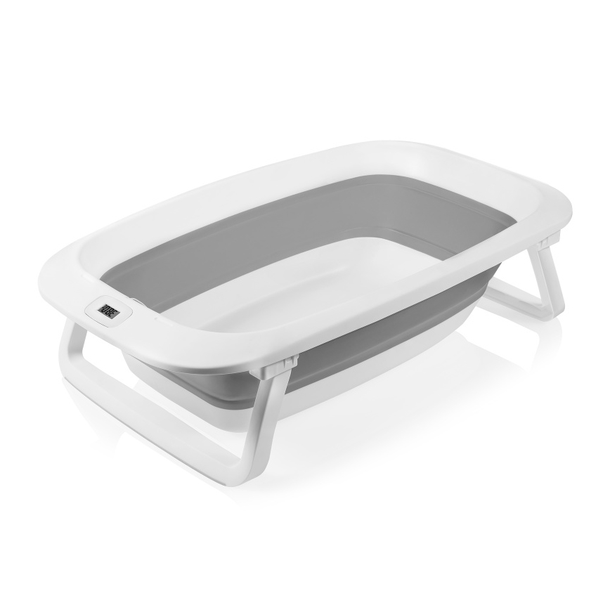 Lionelo - Foldable baby bathtub with thermometer BABY BUBBLE 2x LR44 Grey Dove