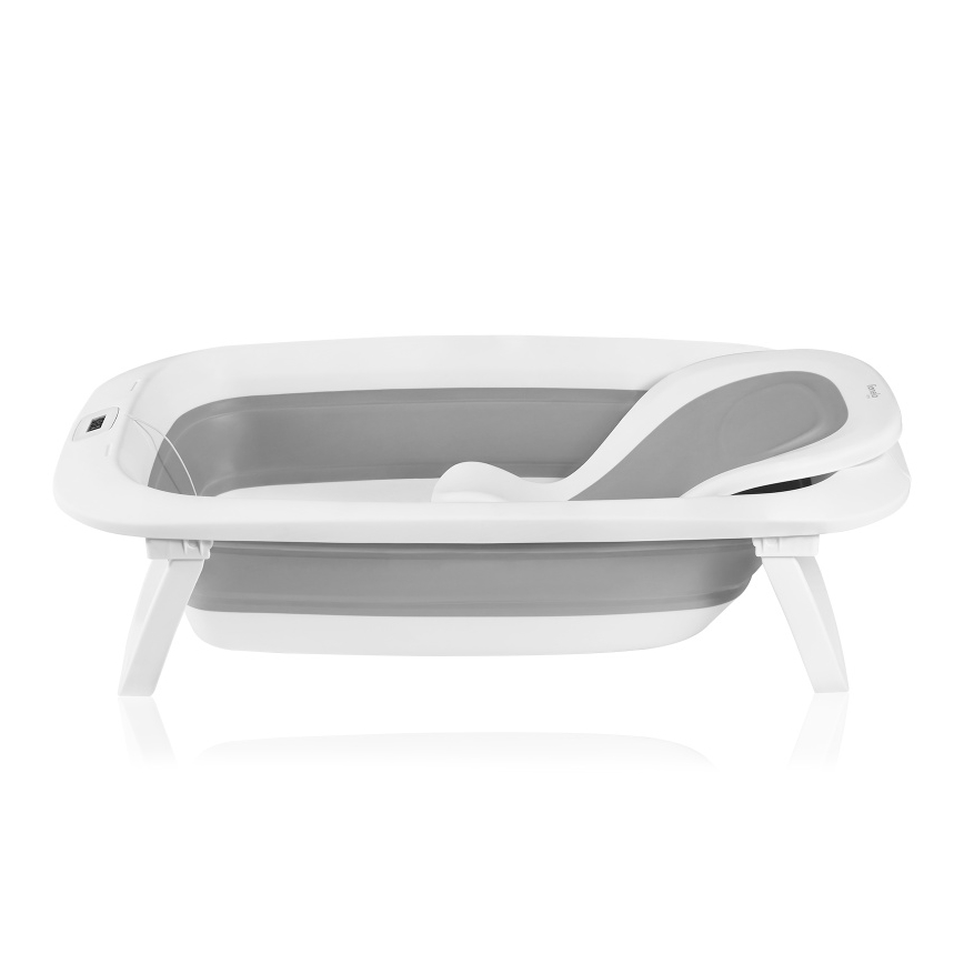 Lionelo - Foldable baby bathtub with thermometer BABY BUBBLE 2x LR44 Grey Dove