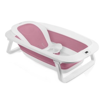 Lionelo - Foldable baby bathtub with thermometer BABY BUBBLE 2x LR44 Pink Magnolia