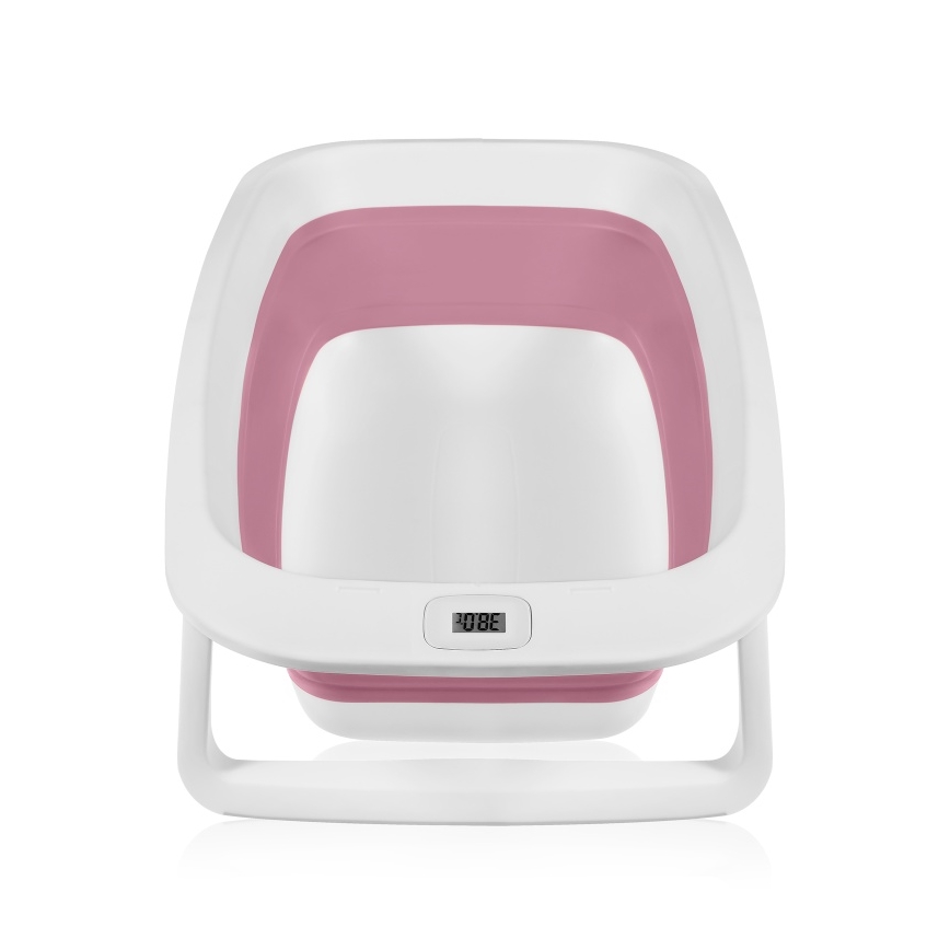 Lionelo - Foldable baby bathtub with thermometer BABY BUBBLE 2x LR44 Pink Magnolia