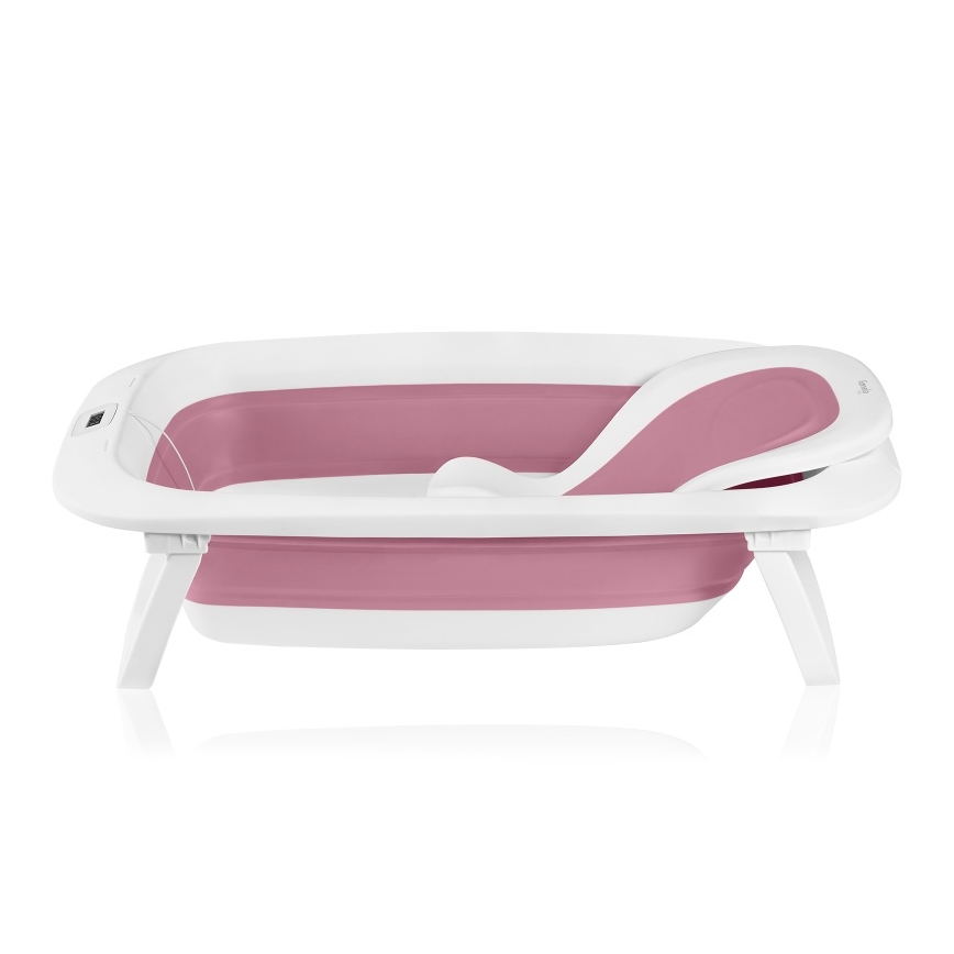 Lionelo - Foldable baby bathtub with thermometer BABY BUBBLE 2x LR44 Pink Magnolia