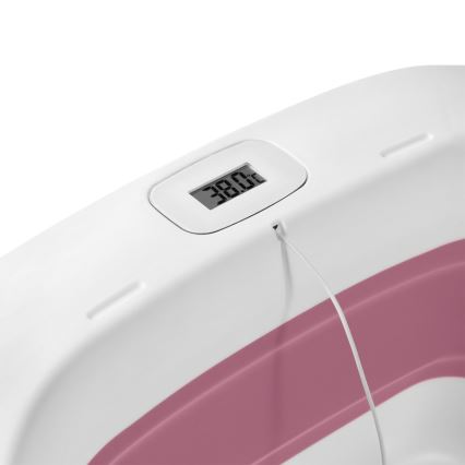Lionelo - Foldable baby bathtub with thermometer BABY BUBBLE 2x LR44 Pink Magnolia