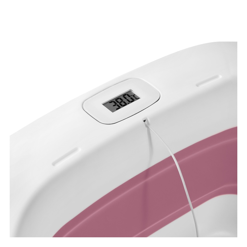 Lionelo - Foldable baby bathtub with thermometer BABY BUBBLE 2x LR44 Pink Magnolia
