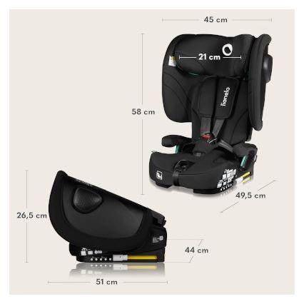 Lionelo - Foldable child car seat NELLY i-Size 76-150 cm Black Carbon