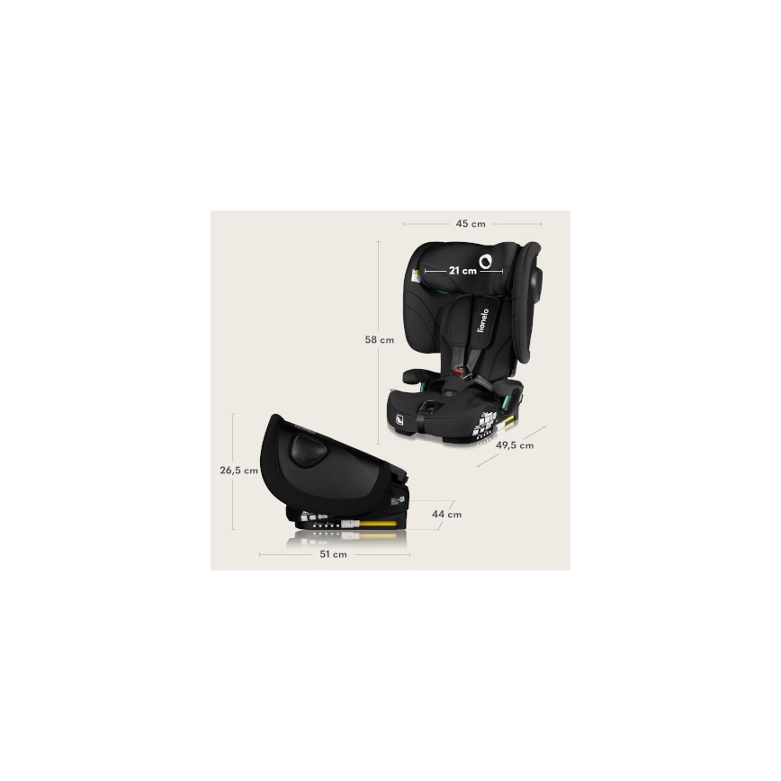 Lionelo - Foldable child car seat NELLY i-Size 76-150 cm Black Carbon
