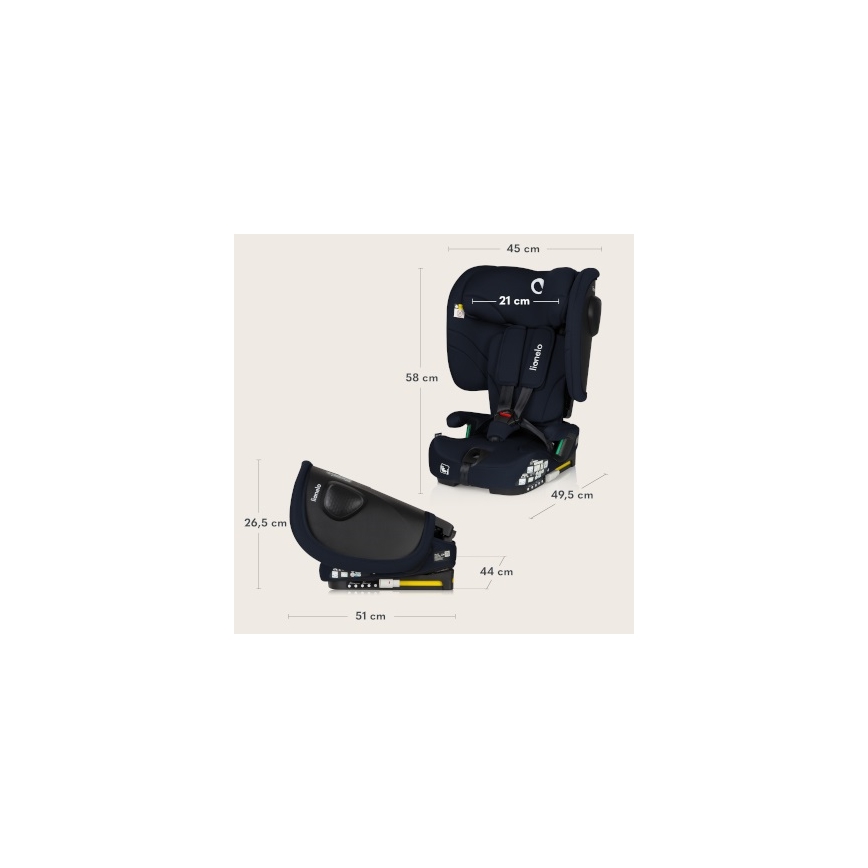 Lionelo - Foldable child car seat NELLY i-Size 76-150 cm Blue Navy