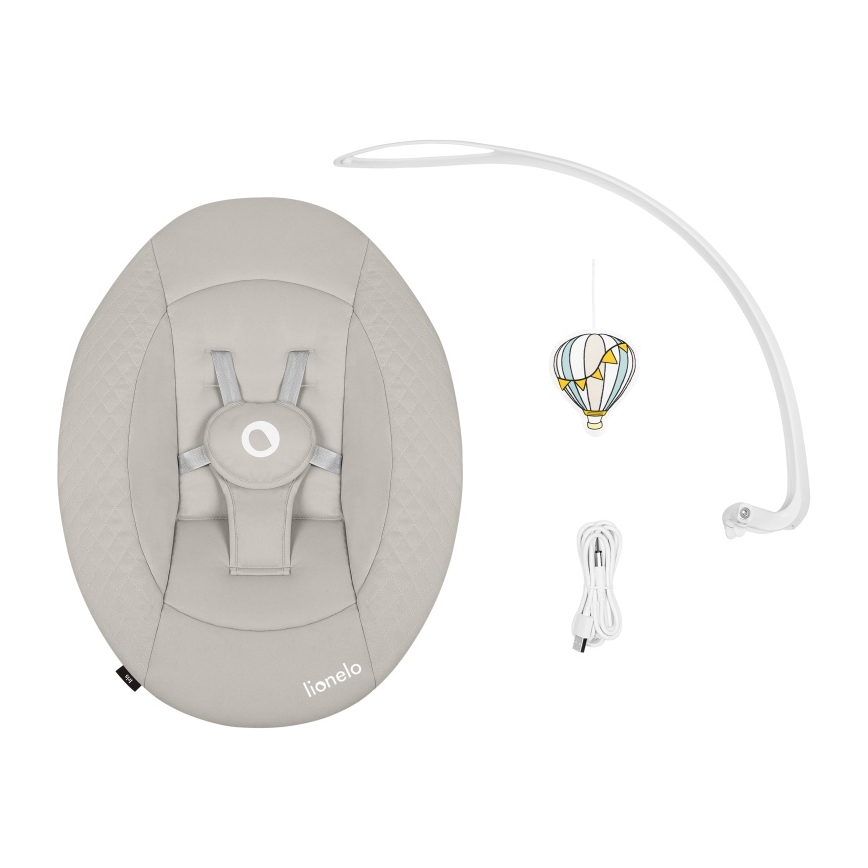 Lionelo - IRIS baby bouncer with melody, 4xAA, Beige Sand