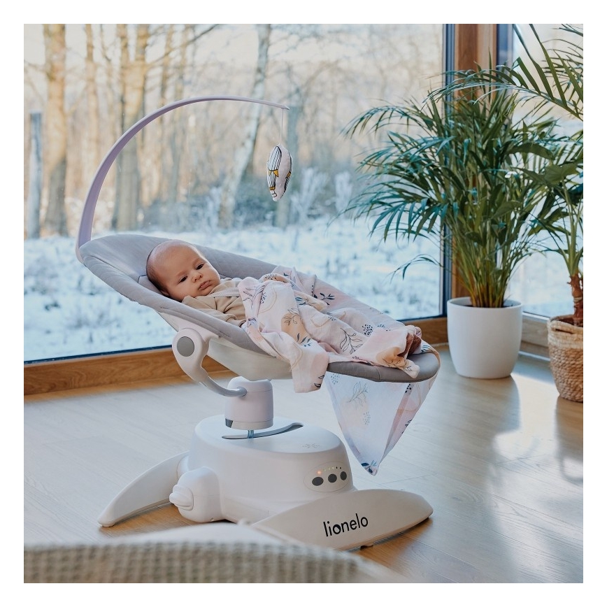 Lionelo - IRIS Baby Rocker with Music Grey Concrete