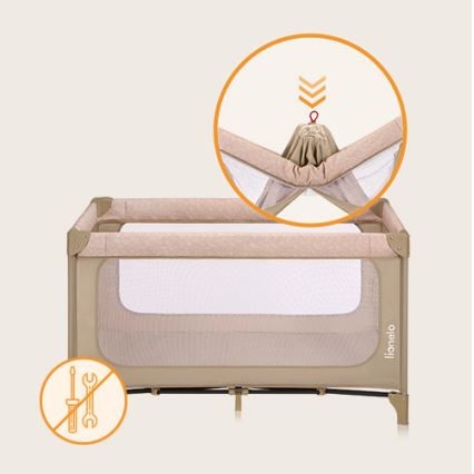 Lionelo - JASMIN EASY FOLD Travel Cot Beige Sand