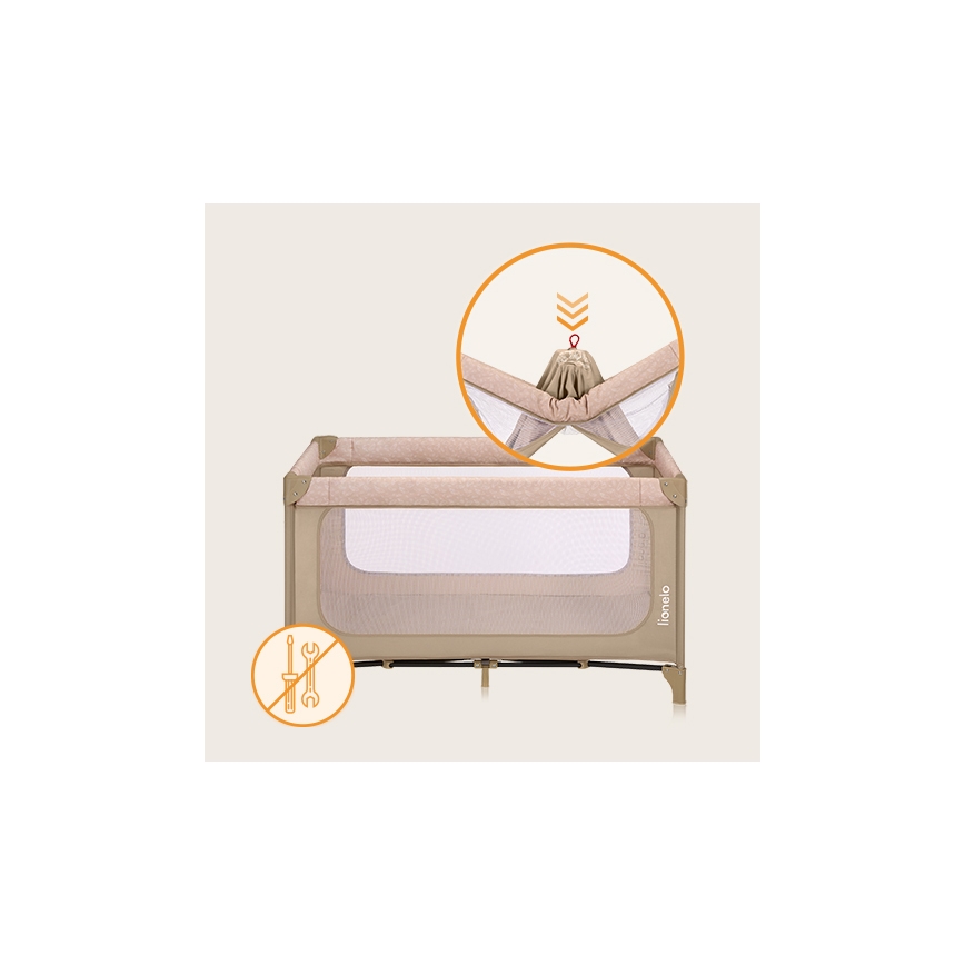 Lionelo - JASMIN EASY FOLD Travel Cot Beige Sand