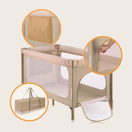 Lionelo - JASMIN EASY FOLD Travel Cot Beige Sand