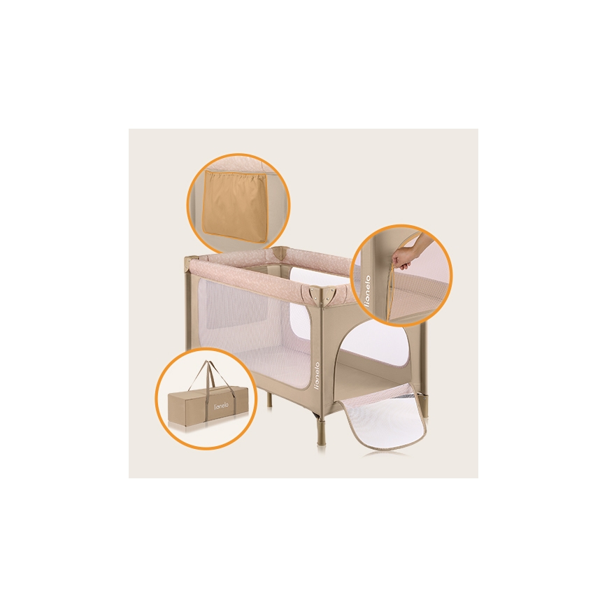 Lionelo - JASMIN EASY FOLD Travel Cot Beige Sand