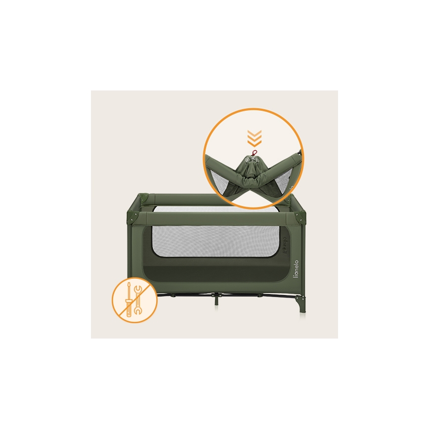 Lionelo - JASMIN EASY FOLD Travel Cot Green Olive