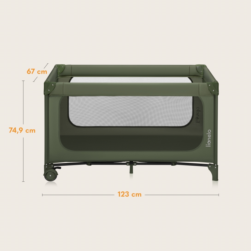 Lionelo - JASMIN EASY FOLD Travel Cot Green Olive