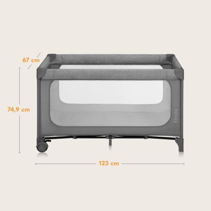 Lionelo - JASMIN EASY FOLD Travel Cot Grey Stone