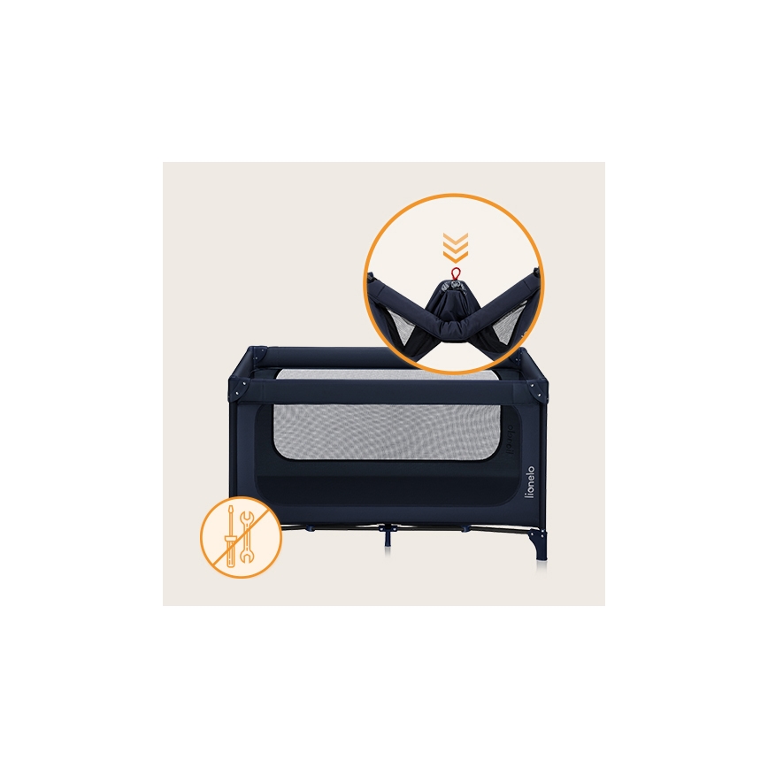 Lionelo - JASMIN EASY FOLD Travel Cot, Navy Blue